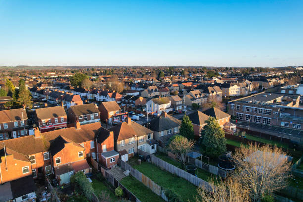 istock High Angle View of British Residential Homes During Sunset 1452592445