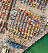 istock Aerial view on a container port. 1452593192