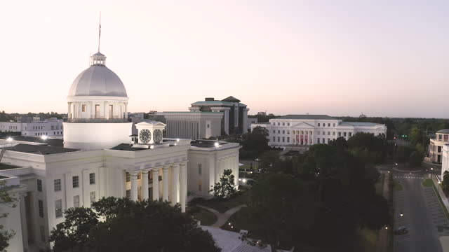 Alabama State Capital Building in Montgomery Sunrise Aerial Dome