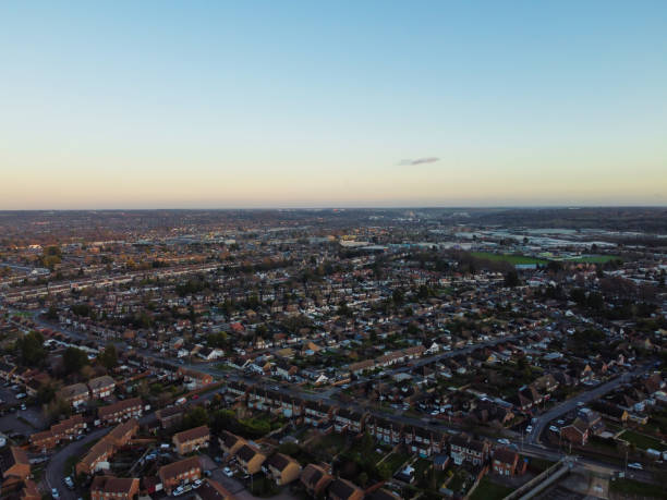 istock High Angle View of British Residential Homes During Sunset 1452602552