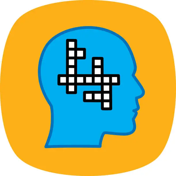 Vector illustration of Crossword Puzzle Head Doodle 1