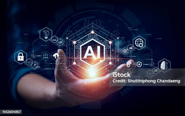 Businessman Touching The Brain Working Of Artificial Intelligence Automation Predictive Analytics Customer Service Aipowered Chatbot Analyze Customer Data Business And Technology Stock Photo - Download Image Now