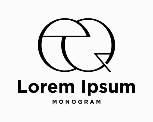 Vector illustration of Set Letter EQ Monogram Circle Symbol Infinity Loopable Elements Luxury Style Elegant Business Corporate Brand Design Vector