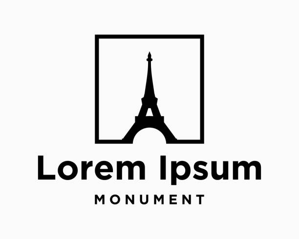 set icon monument tower antikes klassisches luxussymbol tour reisen mode stadt eleganter stil markenidentität design vektor - eiffel tower stock-grafiken, -clipart, -cartoons und -symbole