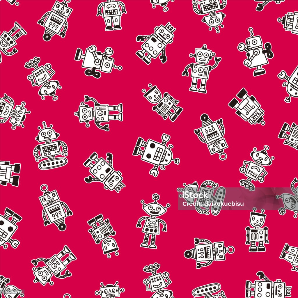 Fun Robot Patterns Retro Cute And Fun Robot Seamless Pattern Stock Illustration - Download ...