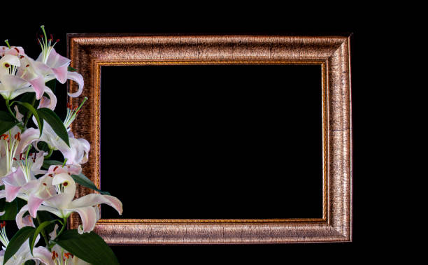 istock Funeral or wake invitation with white lilies. Can also be used as a banner 1452614038
