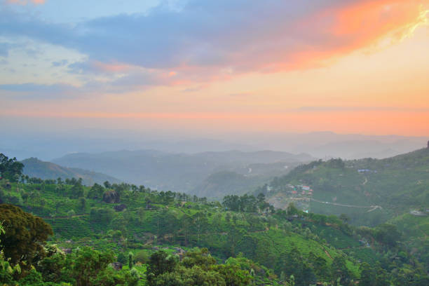 istock Sunset over pothamedu view point in munnar. 1452615443