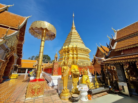 Wat Arun Temple,big pagoda statue symbols buddhism religion in Bangkok Thailand