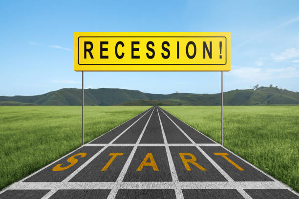 istock Starting line with recession sign 1452620974