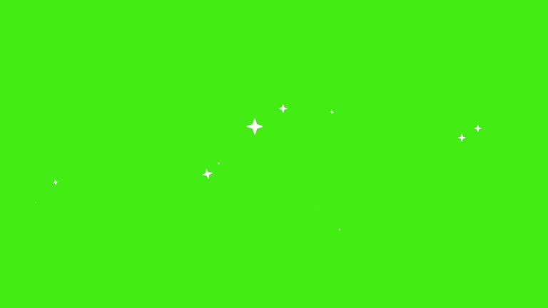 Glowing stars sparkle on green screen background.