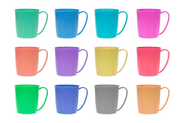 istock Collection of plastic cup multicolored isolated on white background with clipping path. 1452623378