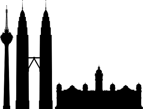 Menara, Petronas Towers, and Sultan Abdul Samad Building in Kuala Lumpur, Malaysia