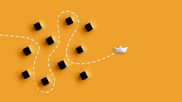 a paper boat that passes through obstacles and advances to its goal