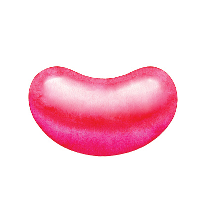 Watercolor red jelly bean. Vector tracing.