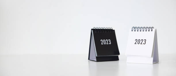 istock New year 2023 business calendar on office table in new year day. Make a work plan for the start of the year. Concept about Celebration, Business, Christmas, New Year. 1452636863
