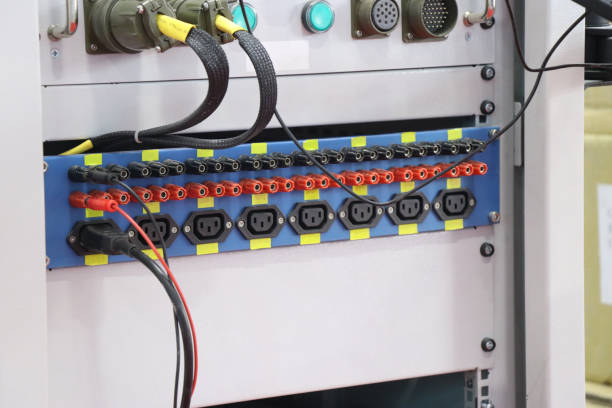 istock Electric control panel with multiple inlet and outlet ports used in industrial level applications for safe power transfer 1452644704
