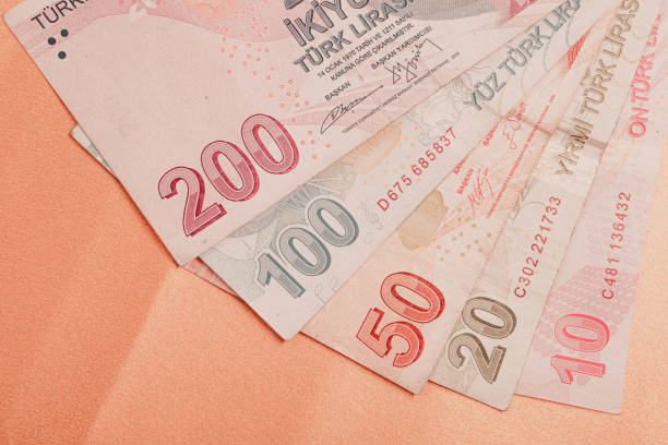 istock Turkish currency, Turkish lira banknotes 1452654411