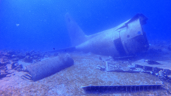 Diving in Jordan along the coastline south of Aqaba on a sunken C130 airplane wreck.