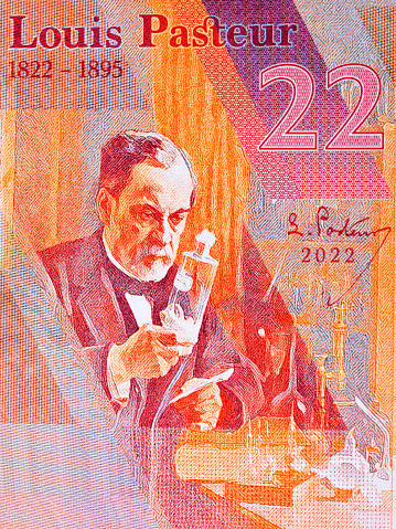 Louis Pasteur a closeup portrait from money