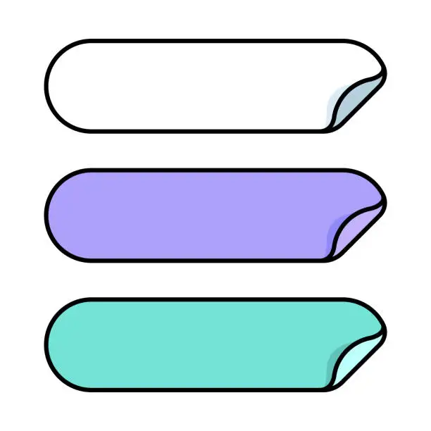 Vector illustration of Peeled Long Flat Design Stickers