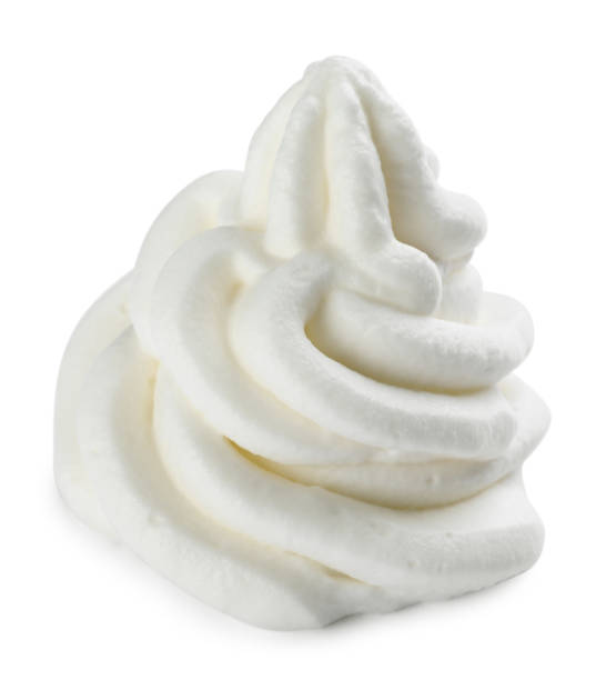 istock Delicious fresh whipped cream isolated on white 1452668226