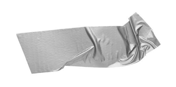 istock Piece of silver adhesive tape isolated on white, top view 1452671026