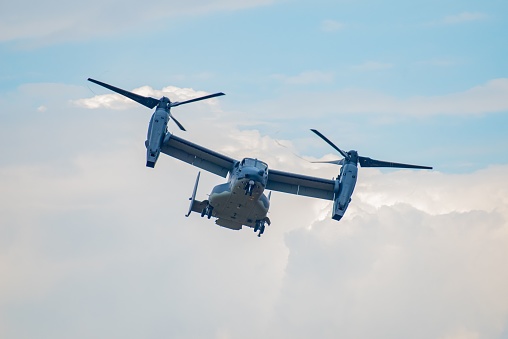 The Bell V-22 Osprey in the sky