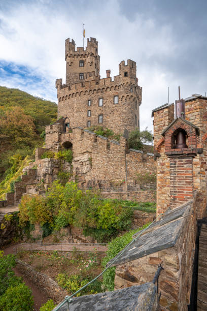 Niederheimbach, Germany - October 6, 2021: Sooneck castle close to the Rhine river on October 6, 2021 in Niederheimbach, Rhine valley, Germany