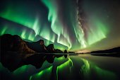 Aurora borealis night view