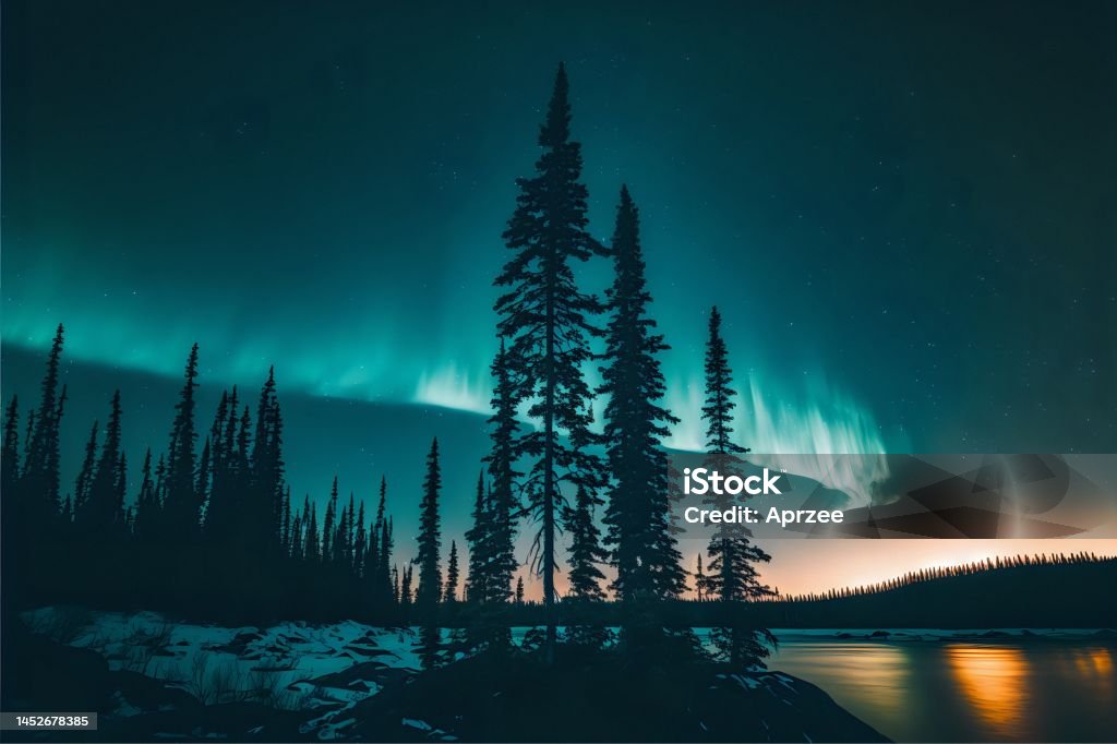 Aurora borealis night view Capturing the magic of northern light Aurora Borealis Stock Photo