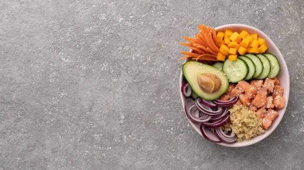 istock Poke bowl Quinoa with salmon and vegetables 1452679555