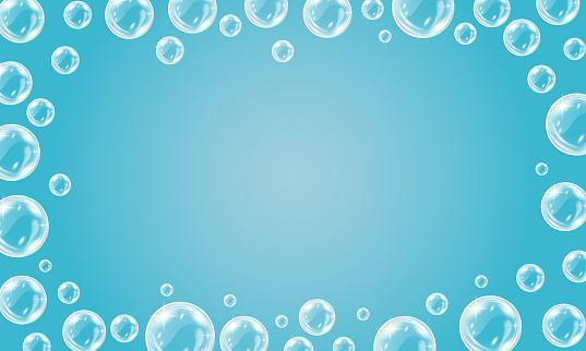 Soap bubbles background. Vector abstract blue water background.