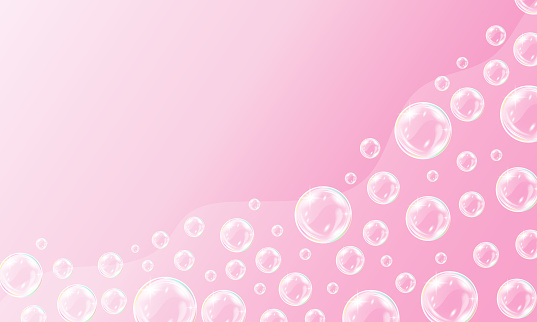 Soap bubbles background. Vector abstract pink background.