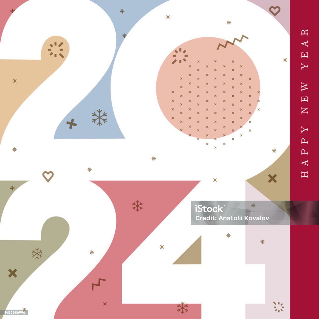 Frohes Neues Jahr 2024 Pastell 2024 Neujahrsquadratvorlage Für Kalender ...