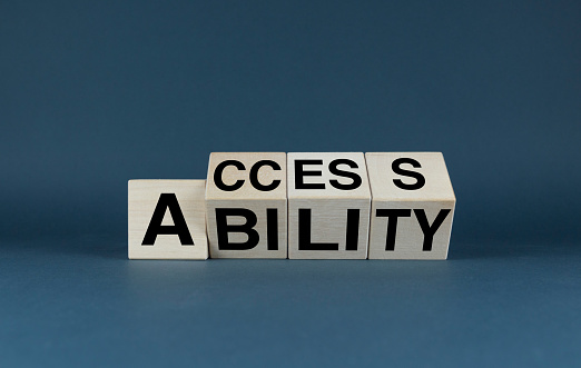 Access ability. The cubes form the words Access ability. The concept of Access ability in different fields of activity