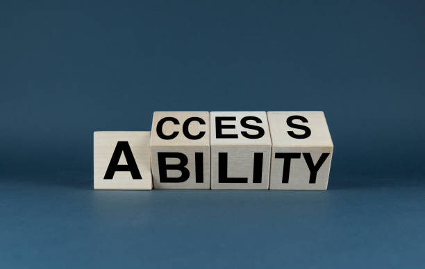 access ability. the cubes form the words access ability - acessibilidade imagens e fotografias de stock