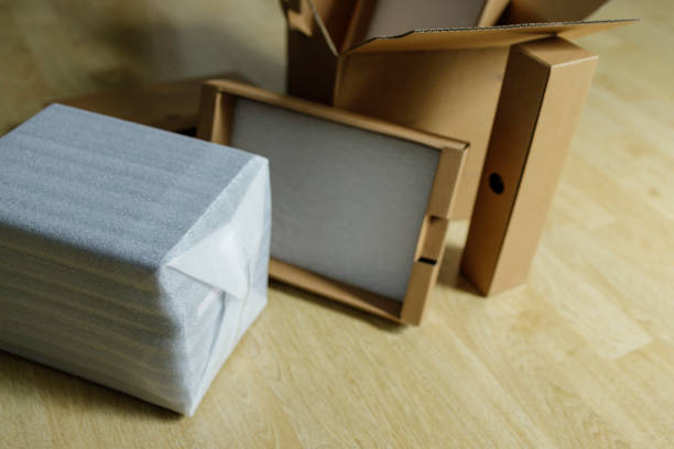 unpacking a cardboard box