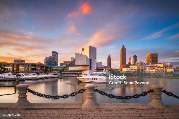 Cleveland Ohio Usa Downtown City Skyline And Harbor Stock Photo - Download Image Now