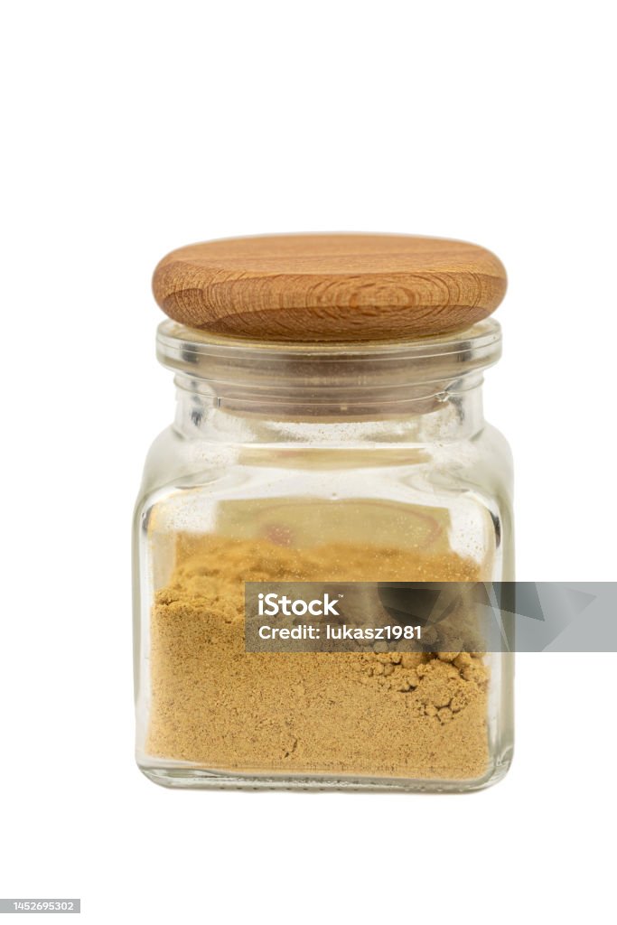 the powder ginger in the jar Cardamom Stock Photo