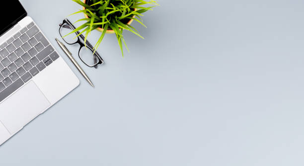 istock Top view business office desk 1452695442