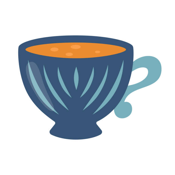 kaffee- oder teetasse. cartoon-vektorillustration einer vintage-tasse. - hot chocolate coffee isolated on white cup stock-grafiken, -clipart, -cartoons und -symbole