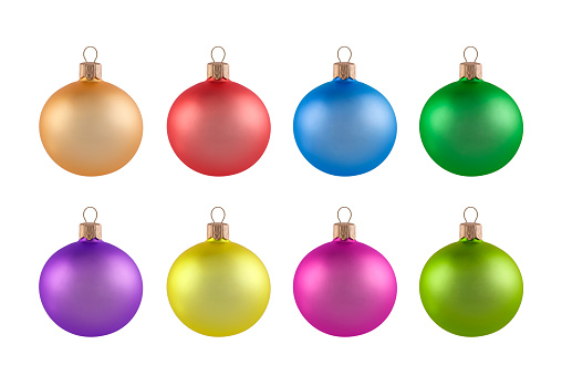 Christmas Muti-Colored Baubles  isolated on white