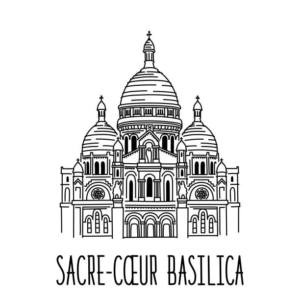 Vector illustration of The Basilica of the Sacred Heart of Paris, France
