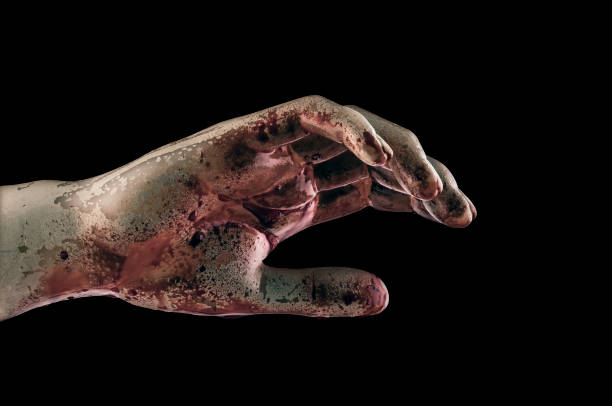 istock Bloody hand isolated on black background with clipping path 1452698226
