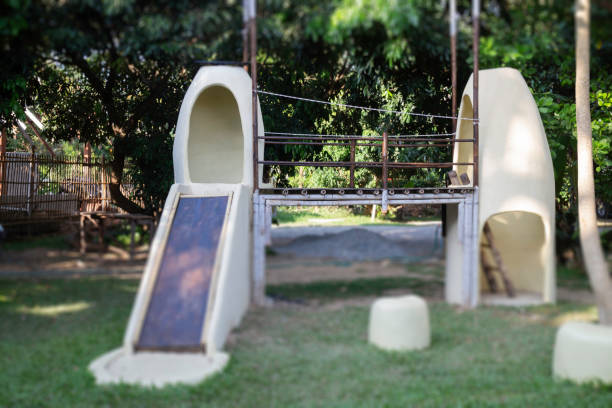 istock Outdoor playground with green grass ground 1452699434