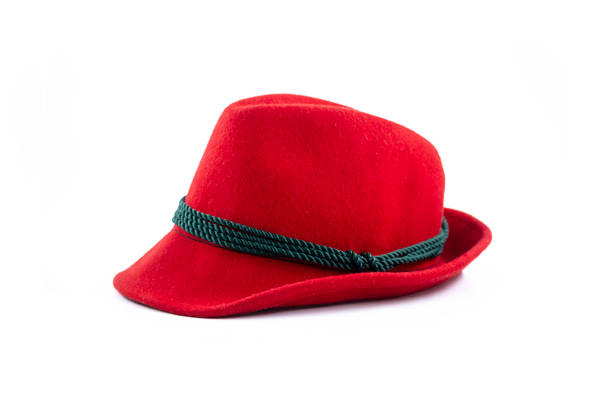 istock Felt Tyrolean hat on white. Ocktoberfest Bavarian red hat. 1452701006