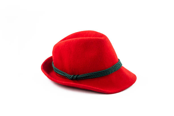 istock Felt Tyrolean hat on white. Ocktoberfest Bavarian red hat. 1452701007