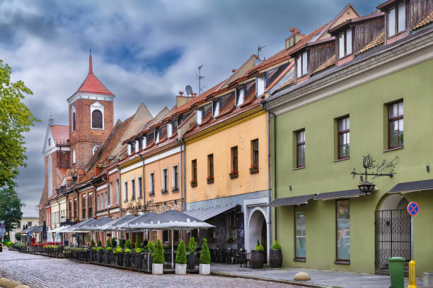 Street in Kaunas, Lithuania stock photo