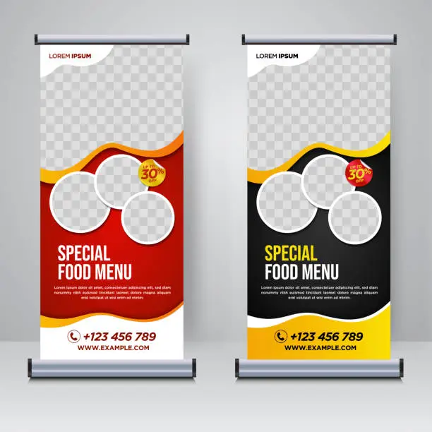 Vector illustration of Food and Restaurant roll up banner design template