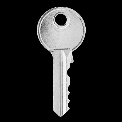 House key, isolated on black background